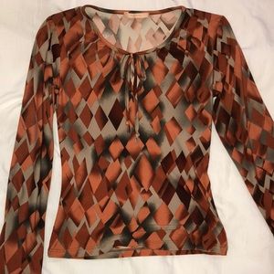 Forever 21 Diamond Design Long Sleeve Shirt, Sz M